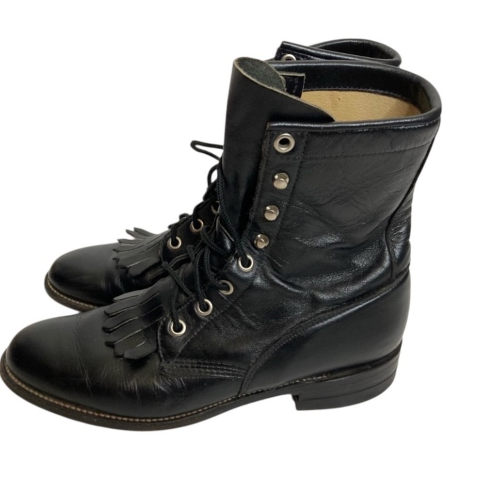 Justin Roper Vintage Inspire Lace Up Leather Boots Black